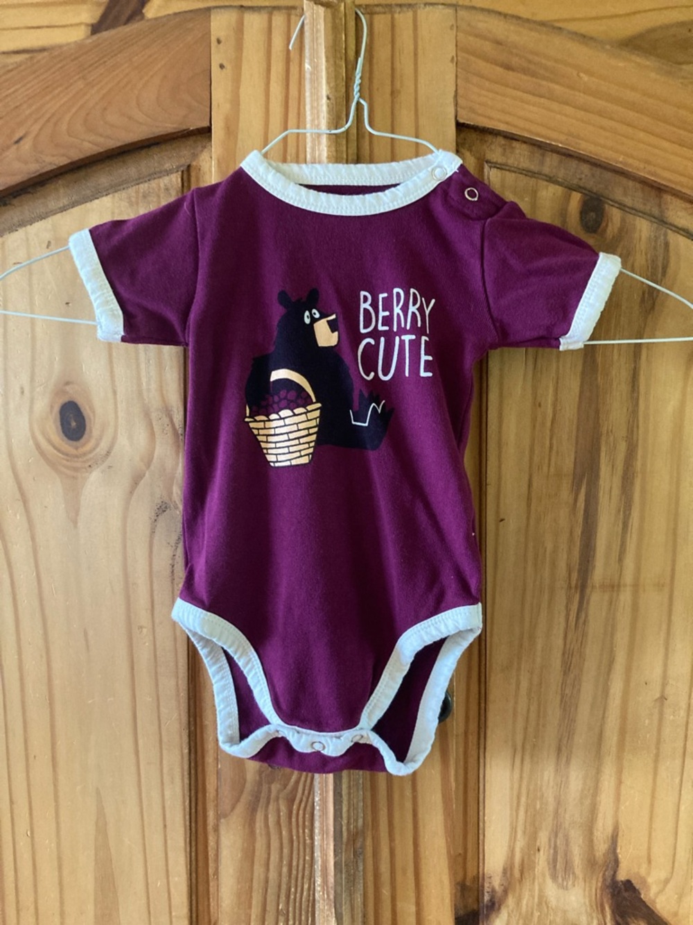 Girls Lazy One Berry Cute purple bear Sweet Cheeks one piece size 12 months